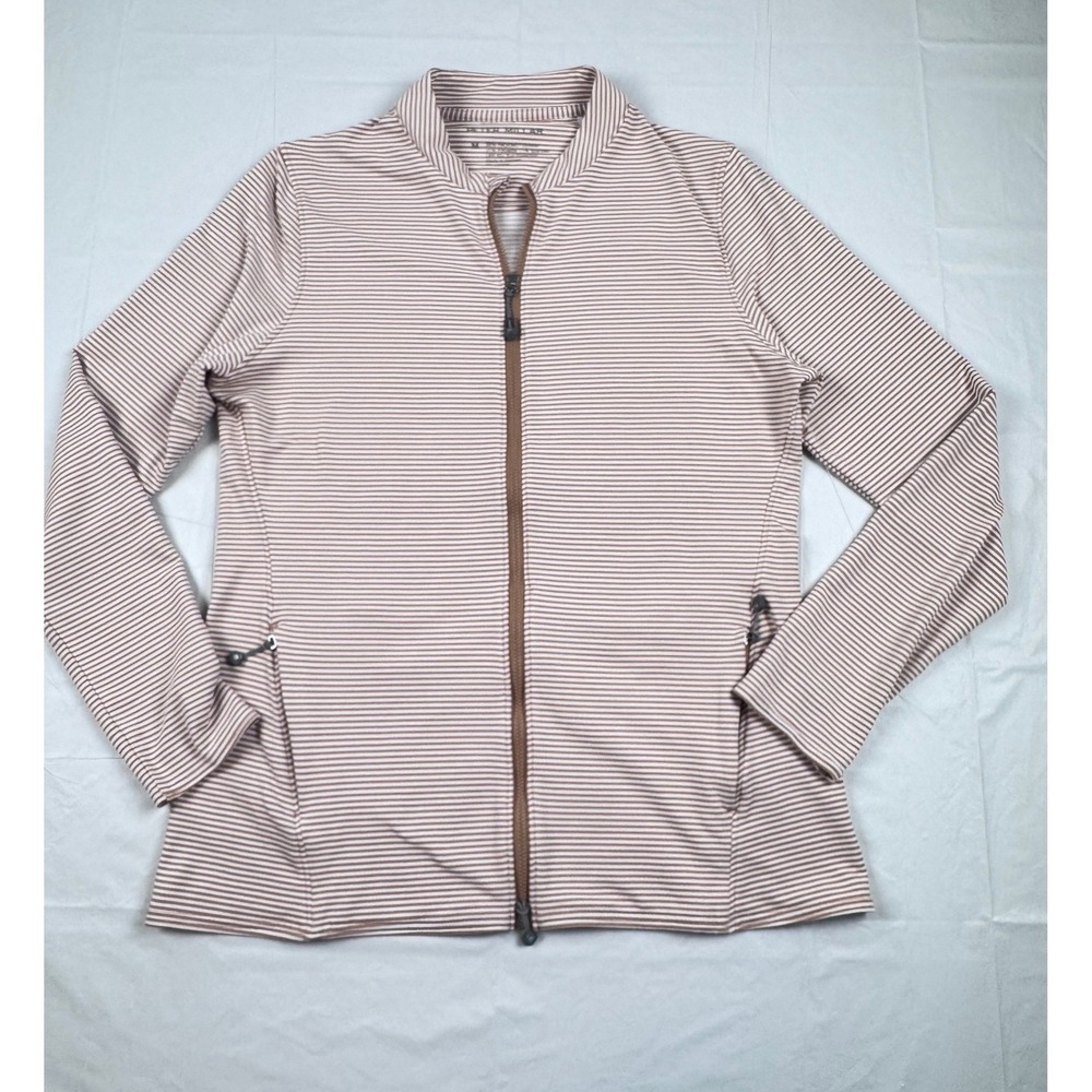 Peter Millar Crown Sport Womens Tan Striped UPF 50 Sun Protection Jacket Medium